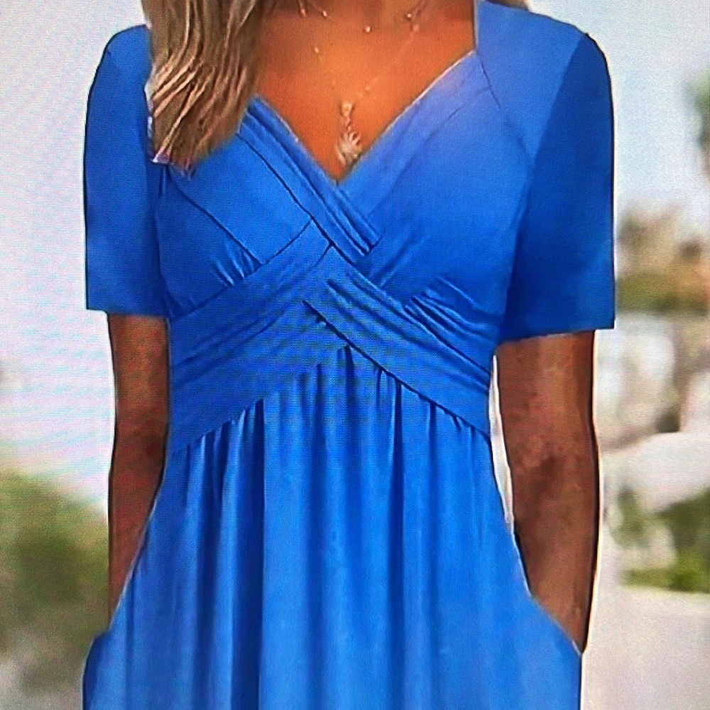 NEW, never worn. Versatile summer Blue MIDI Aline Women's Dress-xl - Picture 2 of 2